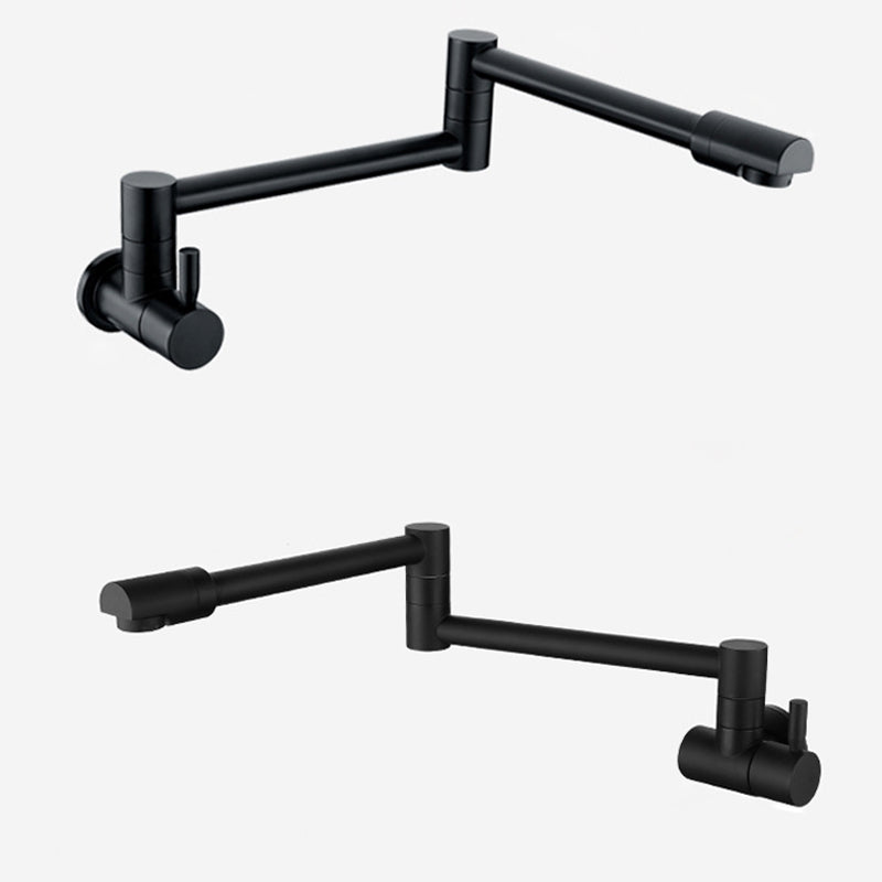 Wall Mounted Faucet Cold Tap Shine Chrome/Black Flexible Folder Spout for Basin or Kitchen Restaurant