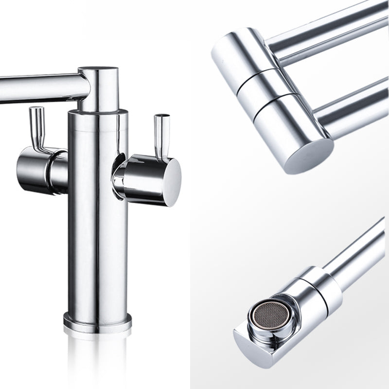 Folder Faucets Wall Mounted Faucet Hot and Cold Tap Shine Chrome Flexible Folder Spou ...