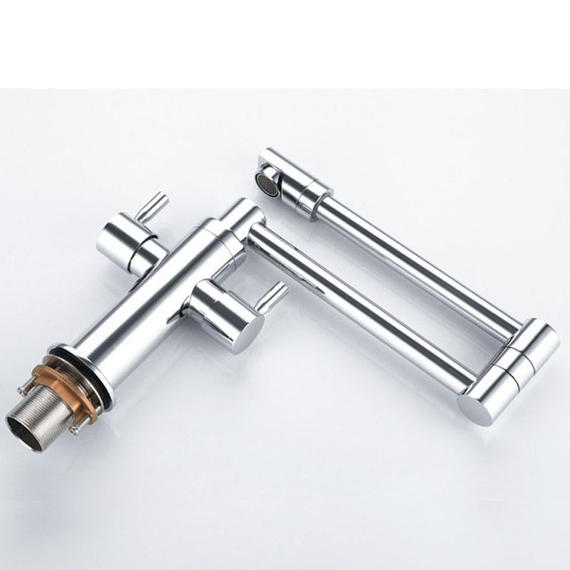 Folder Faucets Wall Mounted Faucet Hot and Cold Tap Shine Chrome Flexible Folder Spou ...